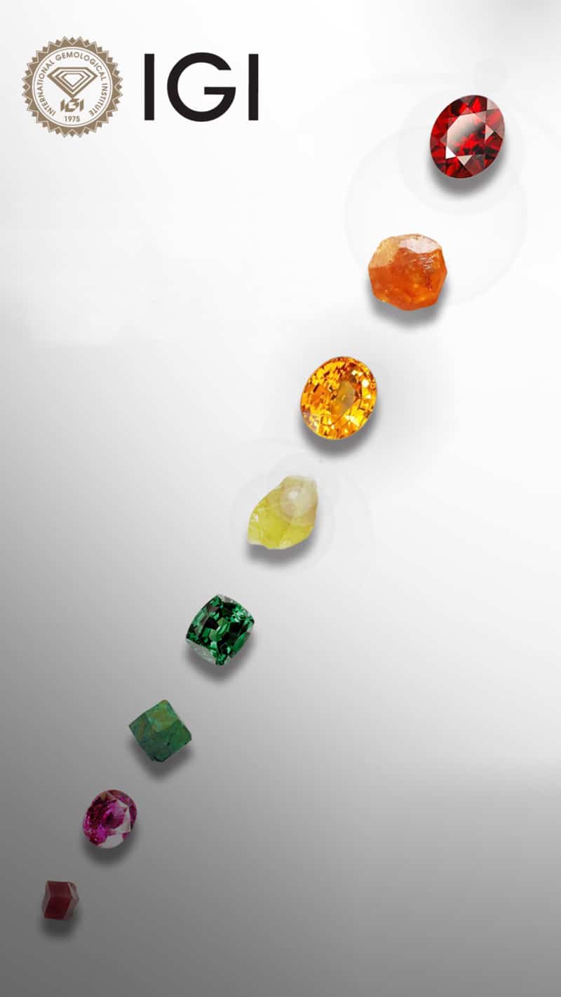 IGI post displaying the many colors of garnet gemstones