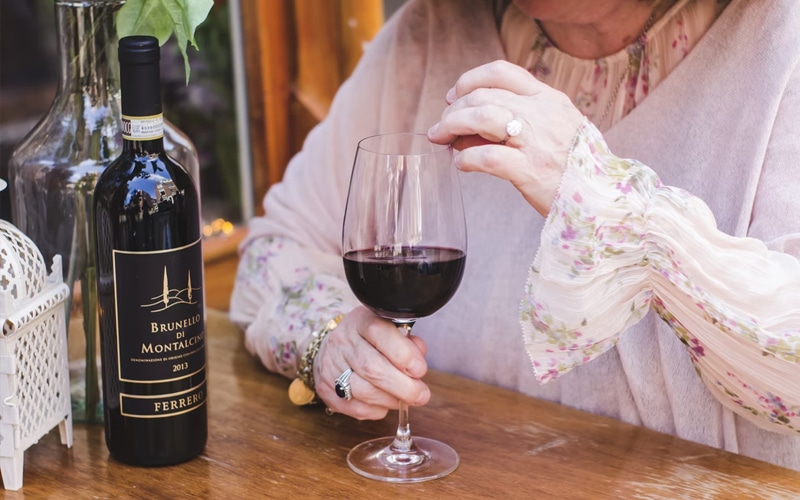 Lady drinking wine